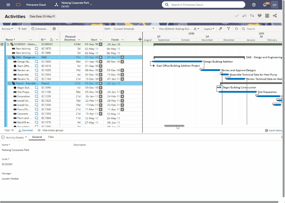 oracle primavera cloud opc save view