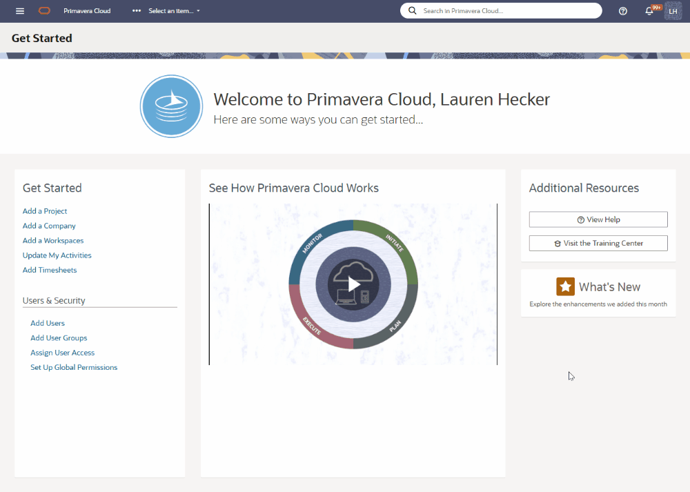 oracle primavera cloud opc user preferences