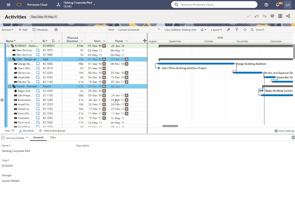 oracle primavera cloud print settings